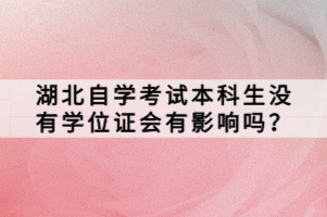 湖北自學考試本科生沒有學位證會有影響嗎？
