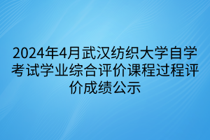2024年4月武漢紡織大學(xué)自學(xué)考試學(xué)業(yè)綜合評(píng)價(jià)課程過程評(píng)價(jià)成績(jī)公示