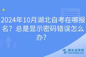 2024年10月湖北自考在哪報名?總是顯示密碼錯誤怎么辦?