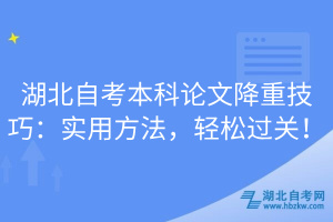 湖北自考本科論文降重技巧：實用方法，輕松過關！