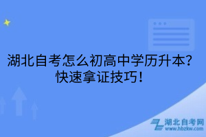 湖北自考怎么初高中學歷升本？快速拿證技巧！