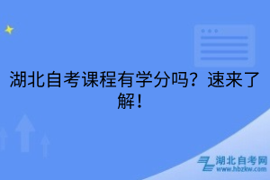 湖北自考課程有學(xué)分嗎？速來了解！