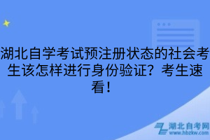 湖北自學考試預注冊狀態(tài)的社會考生該怎樣進行身份驗證？考生速看！