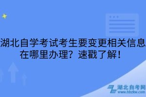 湖北自學考試考生要變更相關信息在哪里辦理？速戳了解！