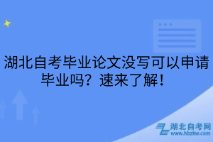湖北自考畢業(yè)論文沒寫可以申請畢業(yè)嗎？速來了解！