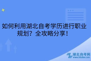 如何利用湖北自考學(xué)歷進(jìn)行職業(yè)規(guī)劃？全攻略分享！