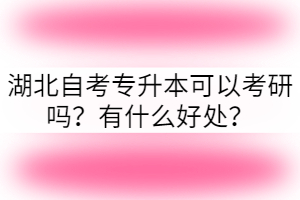 湖北自考專升本可以考研嗎？有什么好處？