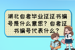 湖北自考畢業(yè)證證書(shū)編號(hào)是什么意思？自考證書(shū)編號(hào)代表什么？