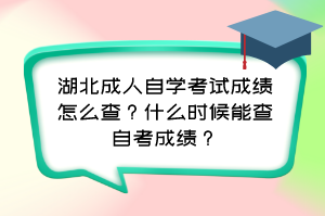 湖北成人自學考試成績怎么查？什么時候能查自考成績？