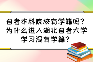 自考本科院校有學(xué)籍嗎？為什么進入湖北自考大學(xué)學(xué)習(xí)沒有學(xué)籍？