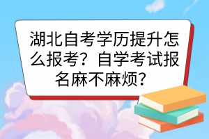 湖北自考學歷提升怎么報考?自學考試報名麻不麻煩? 湖北自考學歷提升怎么報考?自學考試報名麻不麻煩?