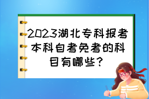 2023湖北專科報考本科自考免考的科目有哪些？