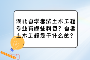 湖北自學(xué)考試土木工程專業(yè)有哪些科目？自考土木工程是干什么的？