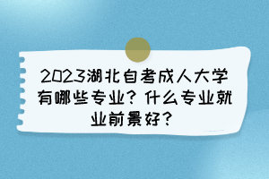 2023湖北自考成人大學(xué)有哪些專業(yè)？什么專業(yè)就業(yè)前景好？