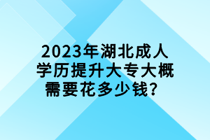 2023年湖北成人學(xué)歷提升大專大概需要花多少錢？