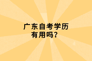 廣東自考學(xué)歷有用嗎？