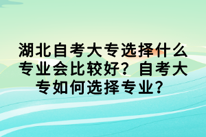 湖北自考大專選擇什么專業(yè)會(huì)比較好？自考大專如何選擇專業(yè)？