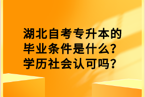 湖北自考專升本的畢業(yè)條件是什么？學(xué)歷社會認(rèn)可嗎？