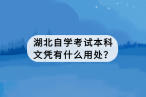 湖北自學考試本科文憑有什么用處？