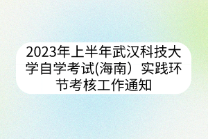 2023年上半年武漢科技大學(xué)自學(xué)考試(海南）實(shí)踐環(huán)節(jié)考核工作通知