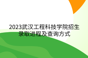 2023武漢工程科技學(xué)院招生錄取進(jìn)程及查詢方式 2023武漢工程科技學(xué)院招生錄取進(jìn)程及查詢方式