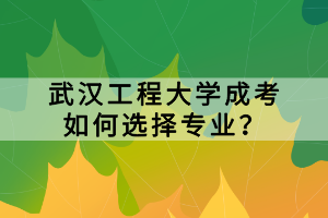 武漢工程大學成考如何選擇專業(yè)？