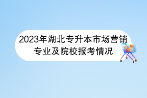 2023年湖北專升本市場(chǎng)營(yíng)銷專業(yè)及院校報(bào)考情況 2023年湖北專升本市場(chǎng)營(yíng)銷專業(yè)及院校報(bào)考情況