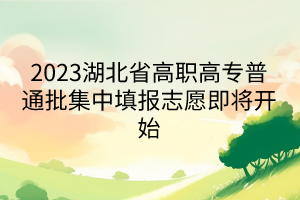2023湖北省高職高專普通批集中填報志愿即將開始