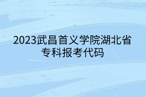 2023武昌首義學(xué)院湖北省專(zhuān)科報(bào)考代碼