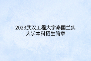 2023武漢工程大學(xué)泰國蘭實(shí)大學(xué)本科招生簡章