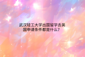 武漢輕工大學出國留學去英國申請條件都是什么？