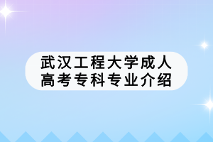 武漢工程大學成人高考專科專業(yè)介紹