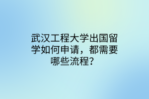 武漢工程大學出國留學如何申請,都需要哪些流程? 武漢工程大學出國留學如何申請,都需要哪些流程?