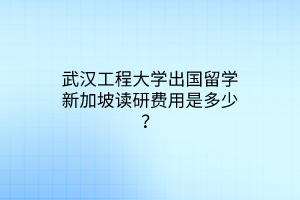 武漢工程大學出國留學新加坡讀研費用是多少? 武漢工程大學出國留學新加坡讀研費用是多少?
