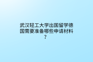 武漢輕工大學(xué)出國(guó)留學(xué)德國(guó)需要準(zhǔn)備哪些申請(qǐng)材料? 武漢輕工大學(xué)出國(guó)留學(xué)德國(guó)需要準(zhǔn)備哪些申請(qǐng)材料?