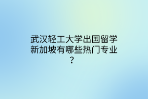 武漢輕工大學(xué)出國(guó)留學(xué)新加坡有哪些熱門專業(yè)? 武漢輕工大學(xué)出國(guó)留學(xué)新加坡有哪些熱門專業(yè)?
