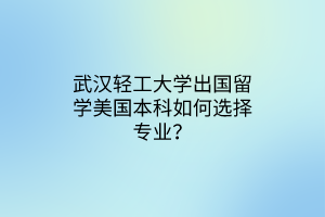 武漢輕工大學(xué)出國(guó)留學(xué)美國(guó)本科如何選擇專業(yè)? 武漢輕工大學(xué)出國(guó)留學(xué)美國(guó)本科如何選擇專業(yè)?