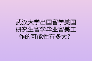武漢大學(xué)出國留學(xué)美國研究生留學(xué)畢業(yè)留美工作的可能性有多大？