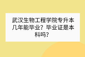 武漢生物工程學院專升本幾年能畢業(yè)？畢業(yè)證是本科嗎？