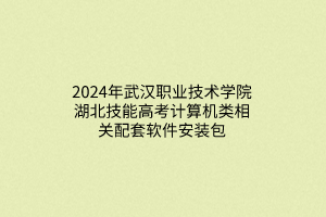 2024年武漢職業(yè)技術(shù)學(xué)院湖北技能高考計(jì)算機(jī)類相關(guān)配套軟件安裝包 2024年武漢職業(yè)技術(shù)學(xué)院湖北技能高考計(jì)算機(jī)類相關(guān)配套軟件安裝包