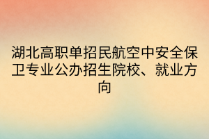 湖北高職單招民航空中安全保衛(wèi)專業(yè)公辦招生院校、就業(yè)方向