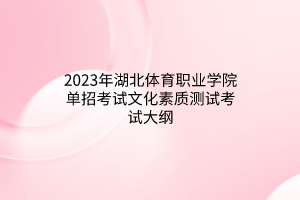 2023年湖北體育職業(yè)學(xué)院單招考試文化素質(zhì)測試考試大綱