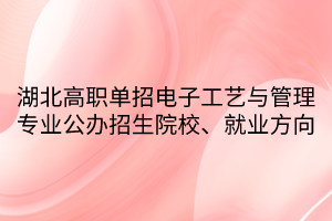 湖北高職單招電子工藝與管理專業(yè)公辦招生院校、就業(yè)方向