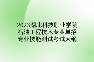 2023湖北科技職業(yè)學(xué)院石油工程技術(shù)專業(yè)單招專業(yè)技能測試考試大綱 2023湖北科技職業(yè)學(xué)院石油工程技術(shù)專業(yè)單招專業(yè)技能測試考試大綱
