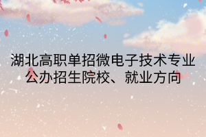 湖北高職單招微電子技術專業(yè)公辦招生院校、就業(yè)方向