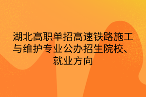 湖北高職單招高速鐵路施工與維護專業(yè)公辦招生院校、就業(yè)方向