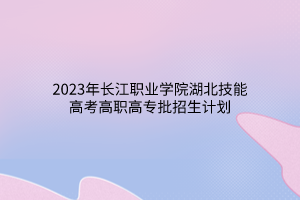 2023年長(zhǎng)江職業(yè)學(xué)院湖北技能高考高職高專批招生計(jì)劃 2023年長(zhǎng)江職業(yè)學(xué)院湖北技能高考高職高專批招生計(jì)劃