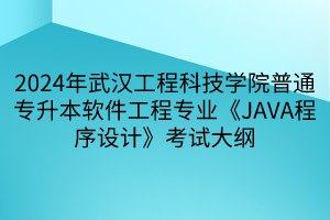 2024年武漢工程科技學(xué)院普通專升本軟件工程專業(yè)《JAVA程序設(shè)計(jì)》考試大綱(1)
