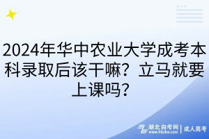 2024年華中農(nóng)業(yè)大學(xué)成考本科錄取后該干嘛？立馬就要上課嗎？