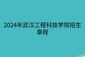 2024年武漢工程科技學(xué)院招生章程 2024年武漢工程科技學(xué)院招生章程
